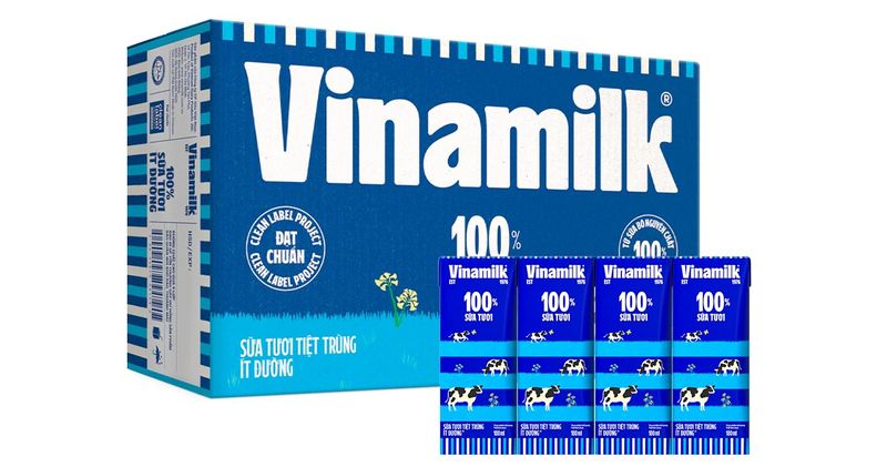 Sữa tươi tiệt trùng Vinamilk ít đường 110ml