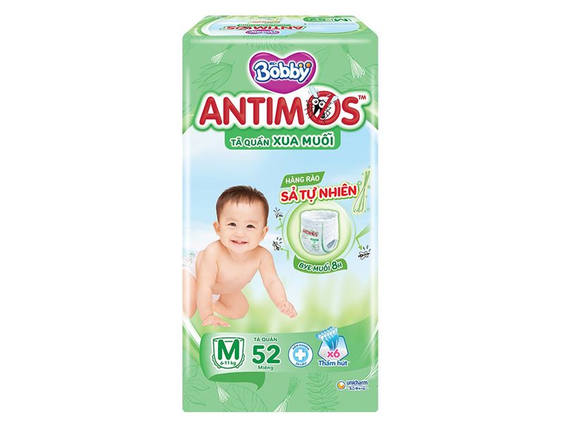 Tã quần Bobby Antimos xua muỗi size M 52 miếng
