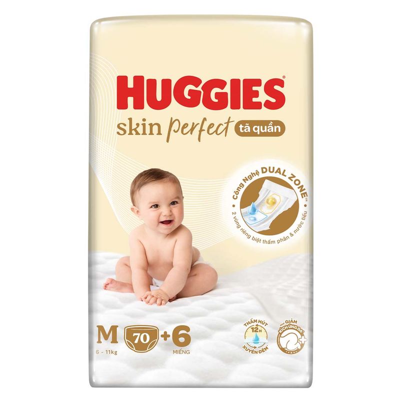 Tã quần Huggies Skin Perfect size M 70 + 6 miếng