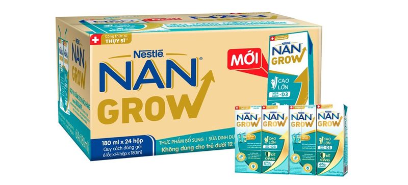 Thùng 24 hộp sữa bột pha sẵn Nan Grow 180ml