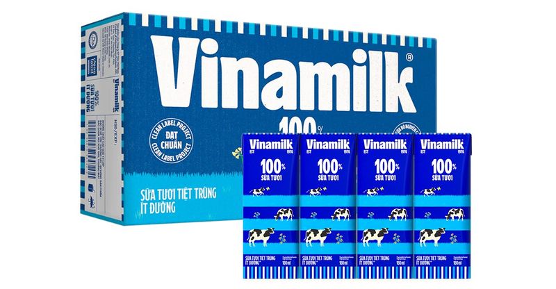 Sữa tươi tiệt trùng Vinamilk ít đường 110ml