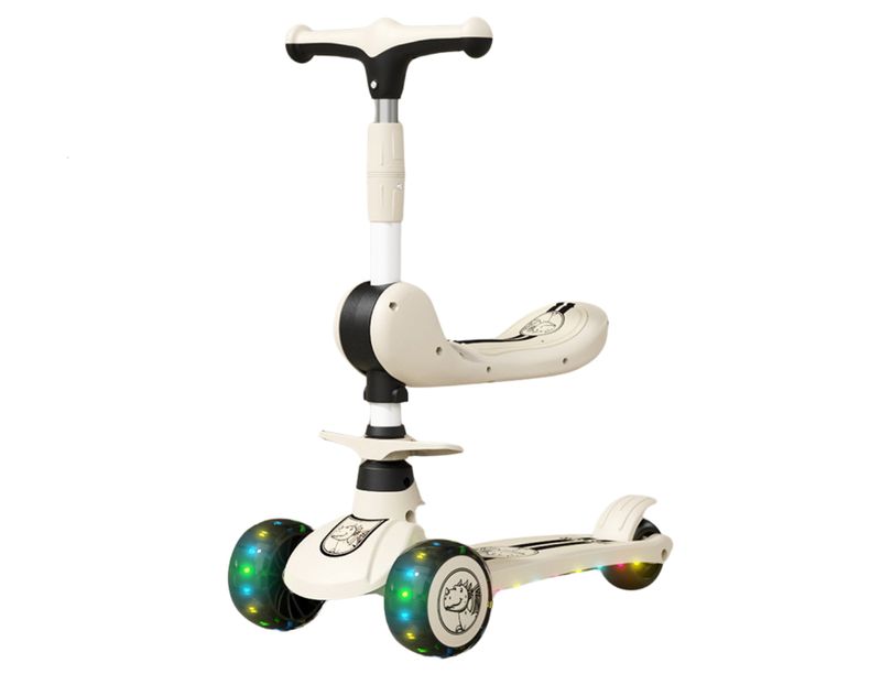 Xe scooter đa năng có ghế ngồi và cần đẩy kem đen