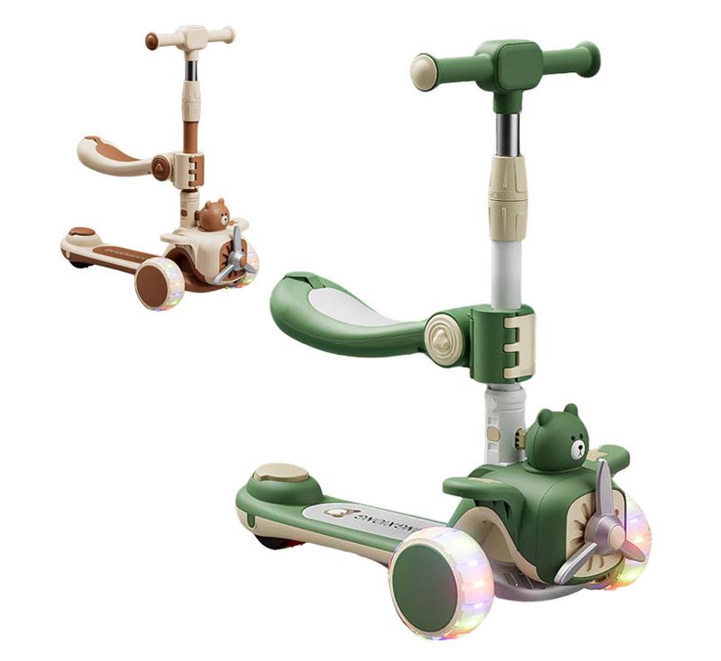 Xe scooter gấp gọn hình gấu có ghế ngồi 888