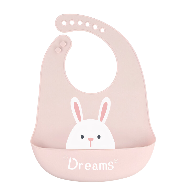 Yếm ăn dặm silicon có máng họa tiết thỏ Dream 