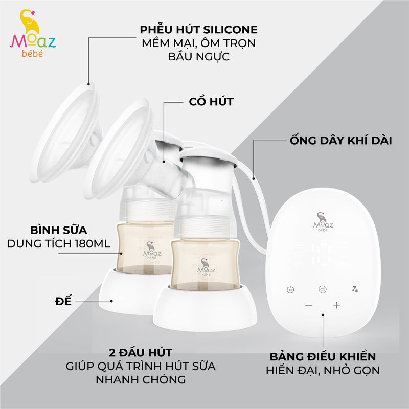 Máy hút sữa điện đôi MB029 Moaz bébé