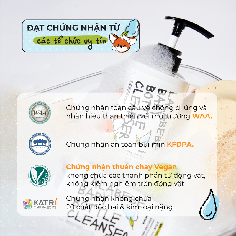 Nước rửa bình sữa thuần chay k-mom