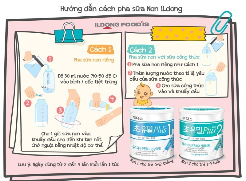 Cách pha sữa non ILDong đúng cách