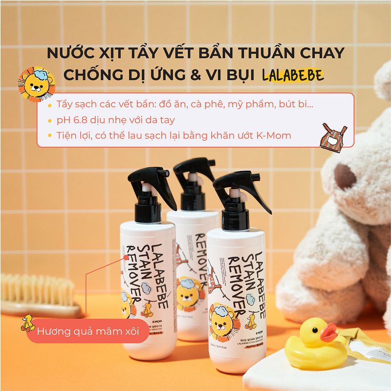 Nước tẩy vết bẩn thuần chay Lalabebe K-mom hương quả mâm xôi 