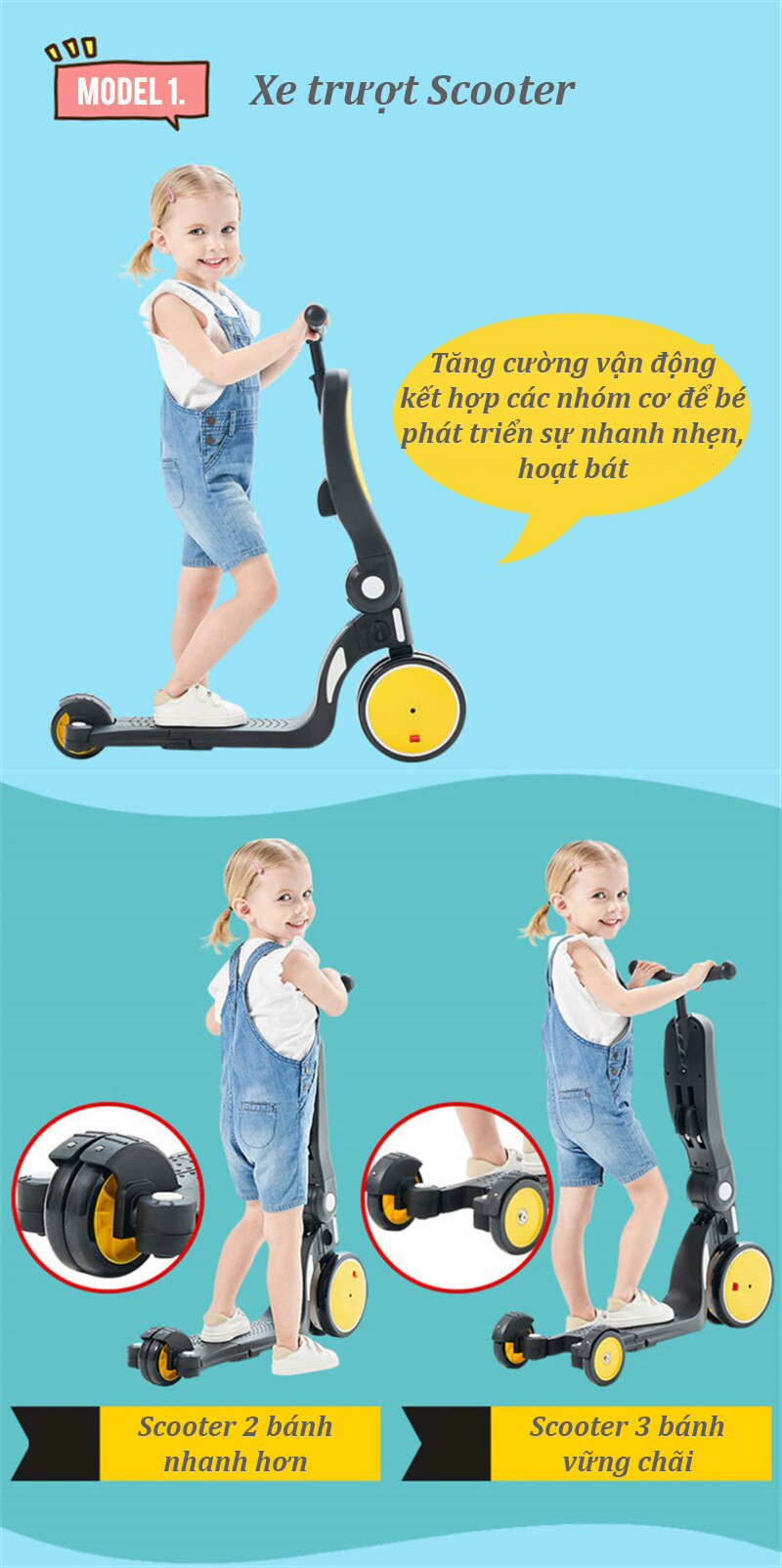 Xe trượt Scooter Freekids 5 in 1