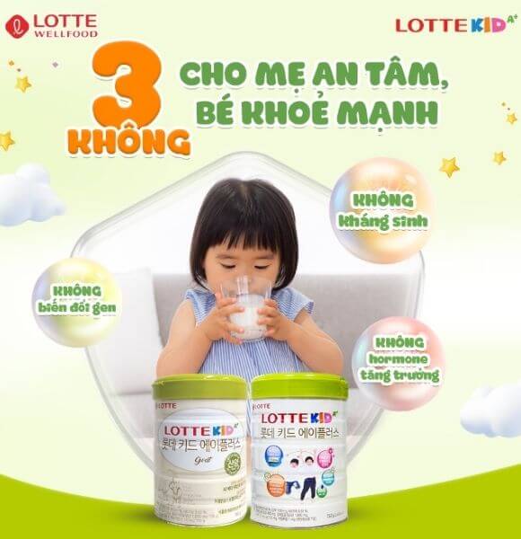 Tiêu chí ba Không cho mẹ an tâm về sữa Lotte Kid A+