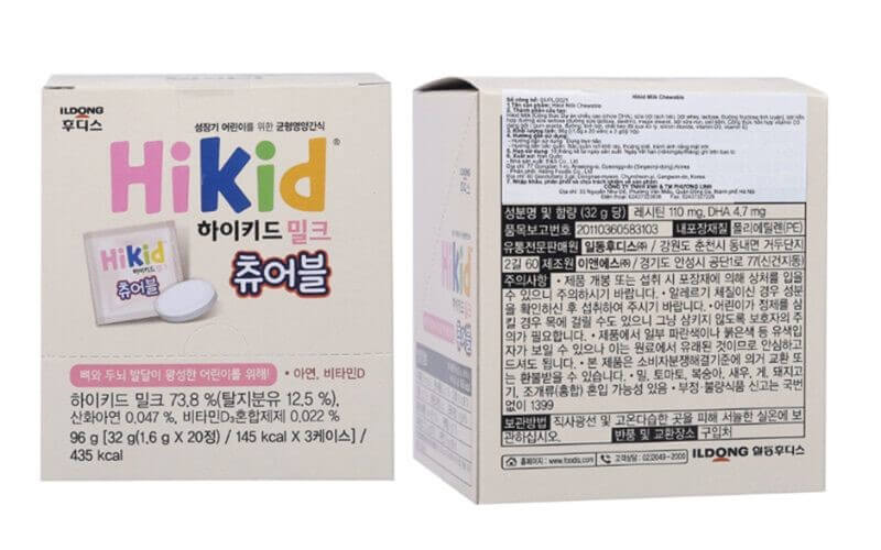 Thành phần dinh dưỡng đặc trưng của sữa Hikid Milk Chewable