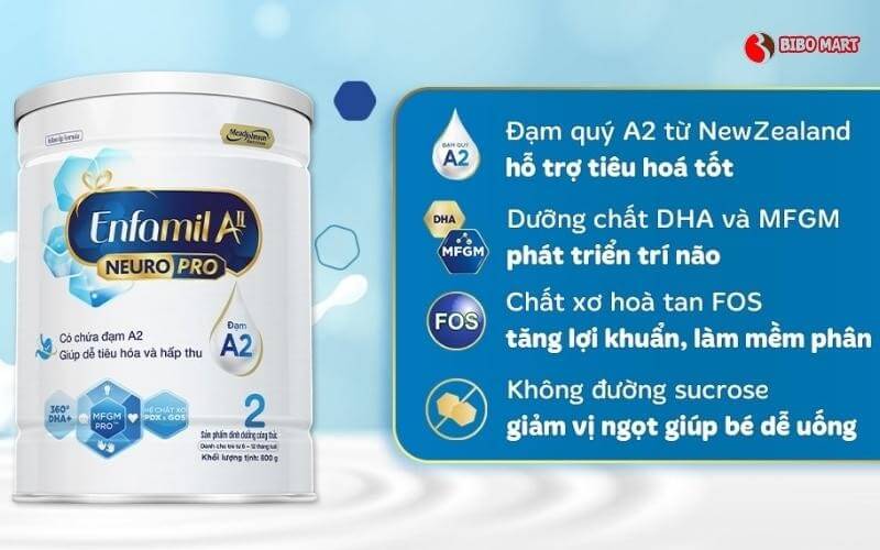 Thành phần chính của sữa Enfamil A2 NeuroPro
