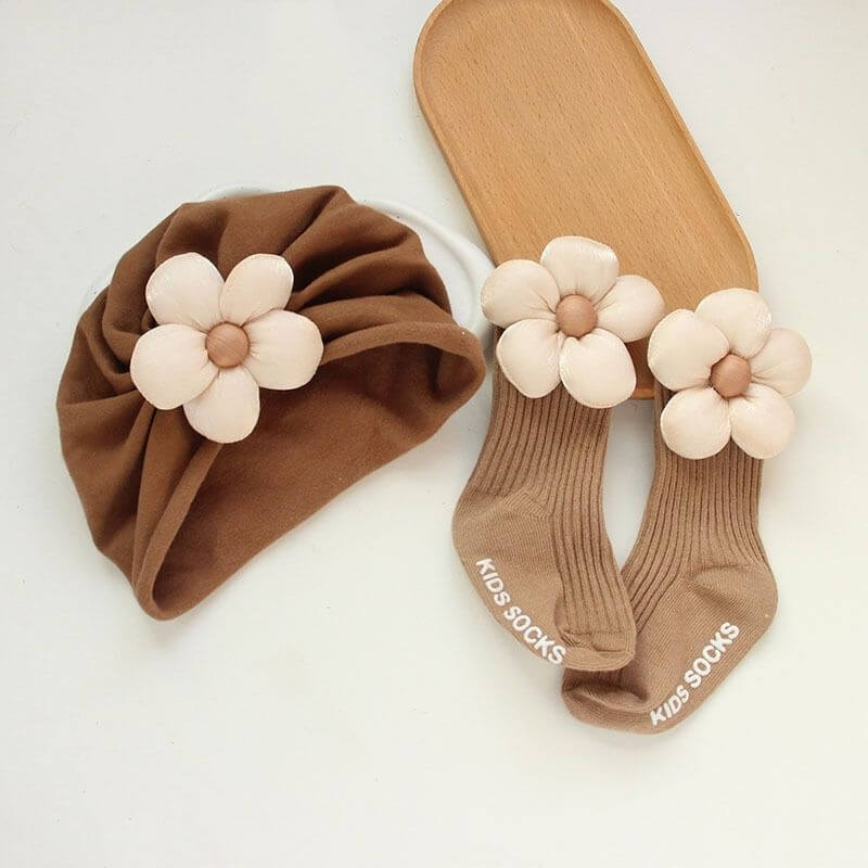 Set tất mũ Turban Chicbaby đính hoa