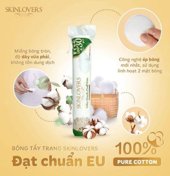 Bông tẩy trang Skinlovers đạt tiêu chuẩn EU