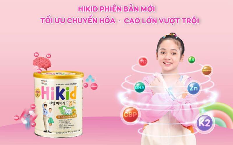 Thành phần đặc trưng của sữa Hikid vị vani