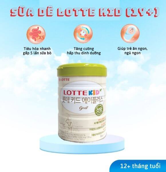 Sữa dê Lotte Kid dành cho bé dị ứng với đạm sữa