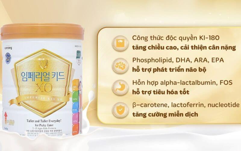 Thành phần dinh dưỡng đặc trưng của sữa Imperial Kid XO