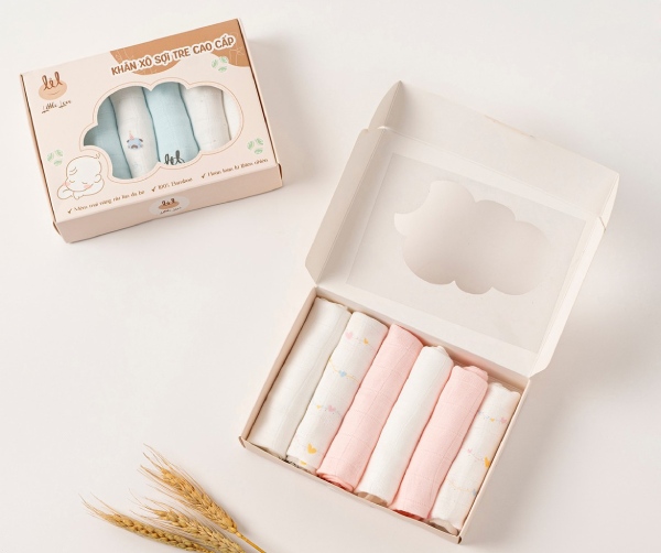 Hộp 6 khăn sữa sợi tre Little Love