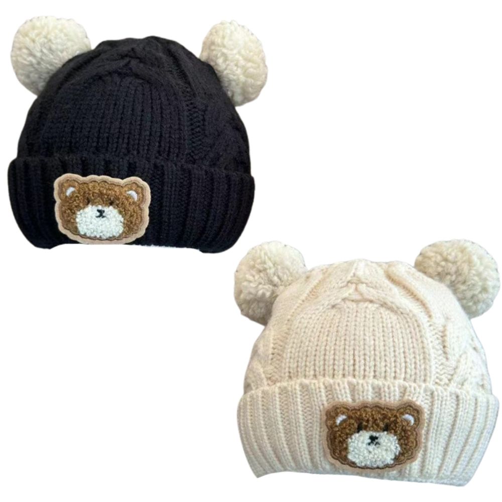 Mũ len cho bé đính 2 quả bông BH011