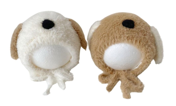 Mũ len buộc dây lông xù phối tai cún