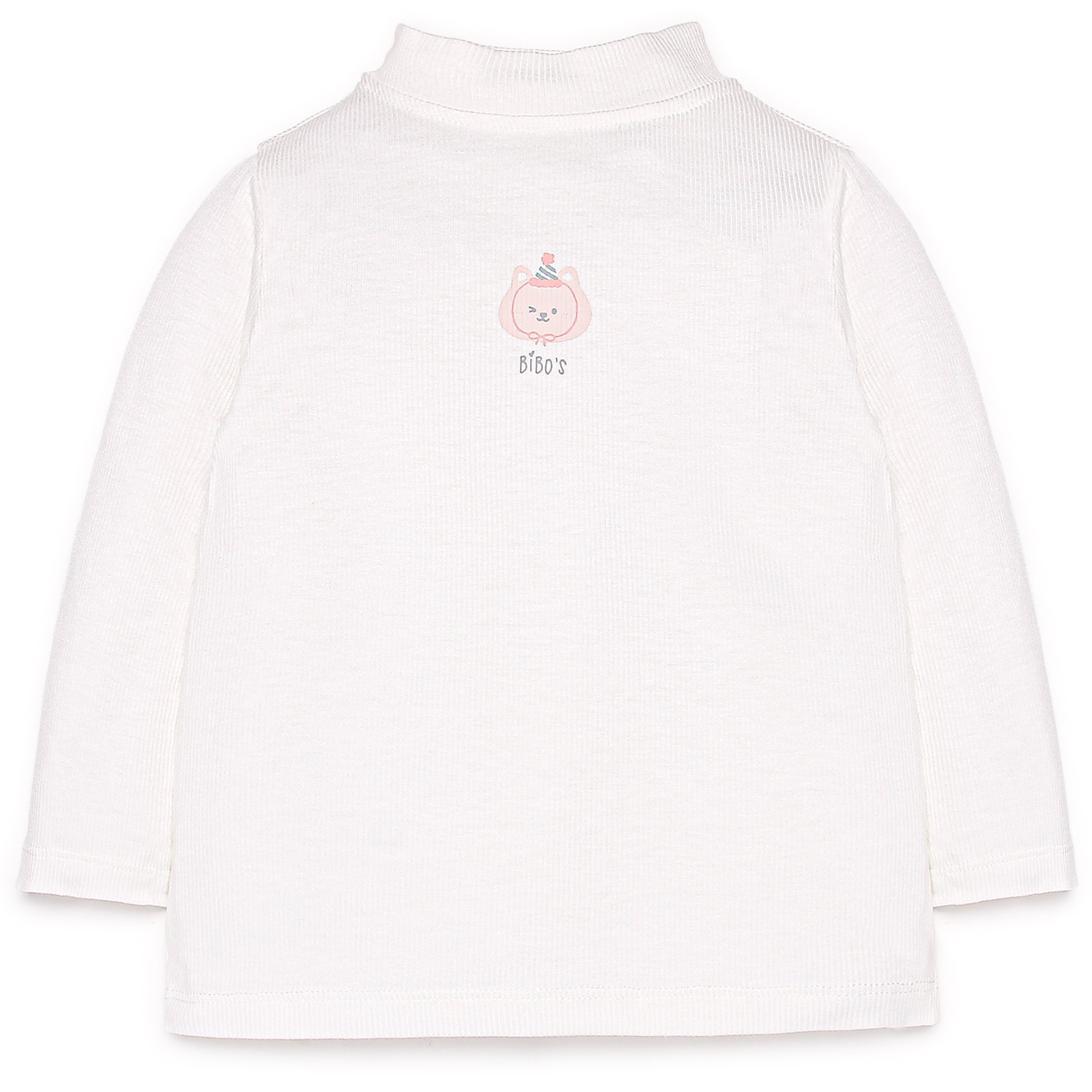 Áo cổ cao bé gái Bibo's trắng in mèo