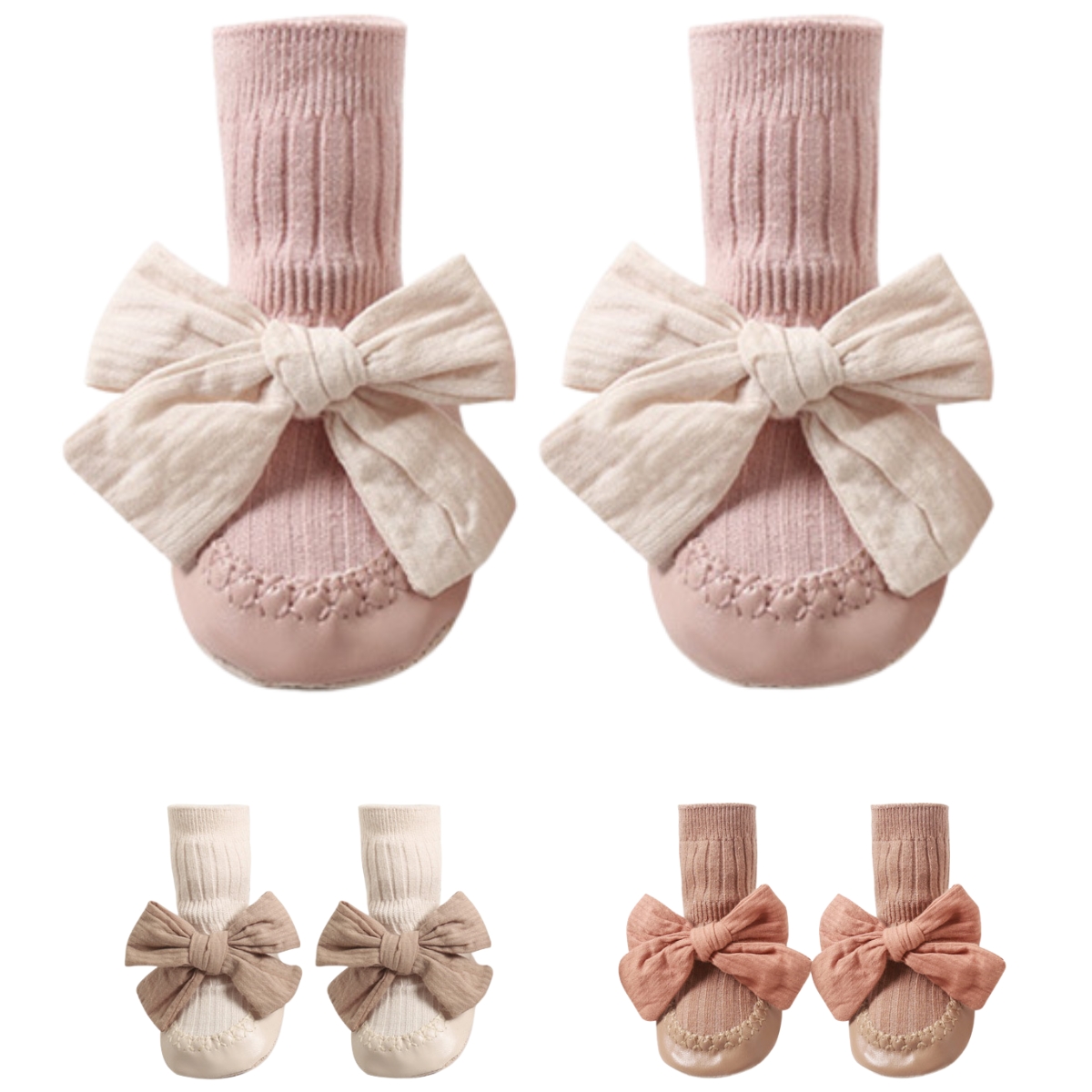 Giày phối tất cổ cao đính nơ