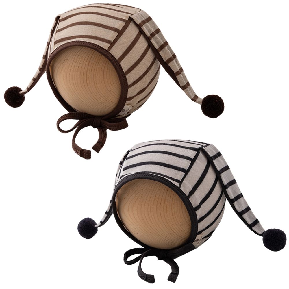 Mũ trùm tai buộc dây phối sọc PDL19