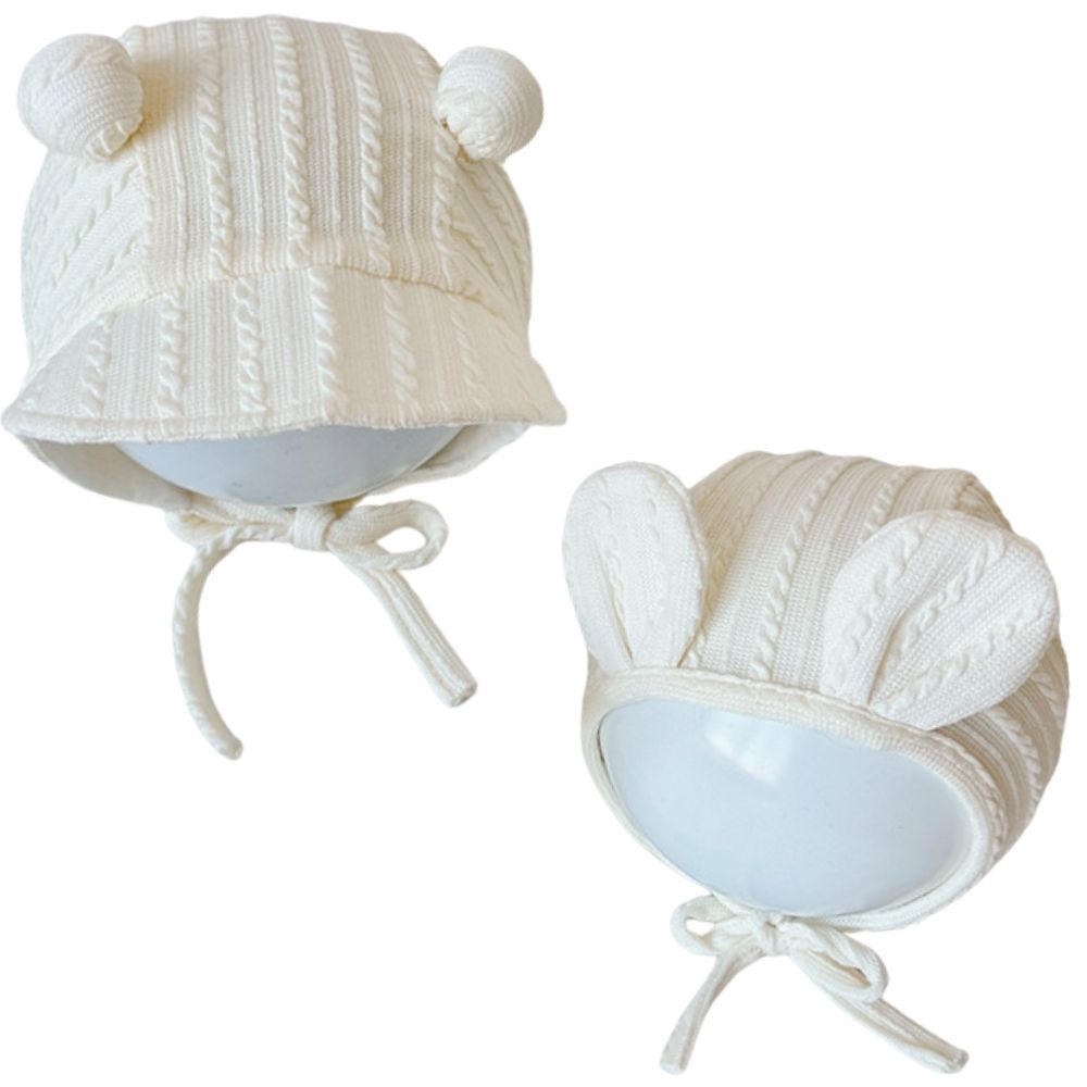 Mũ trùm tai buộc dây trắng tai thú PDL22