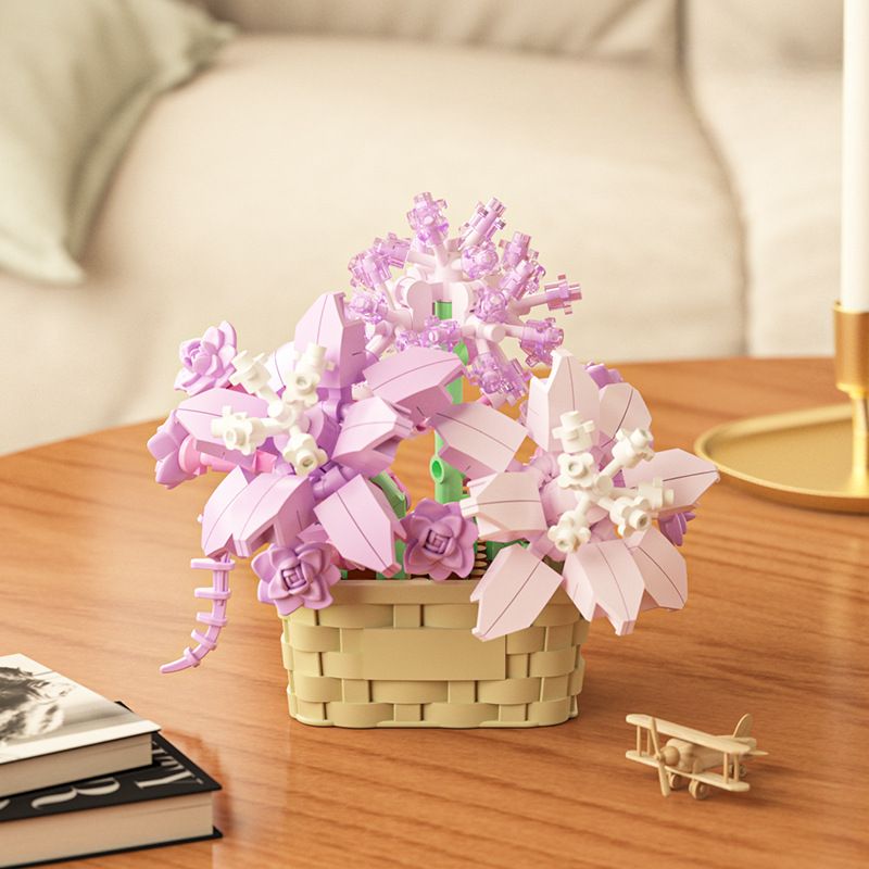 Đồ chơi xếp hình giỏ tròn M308 giỏ vuông hoa tím