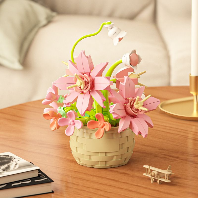 Đồ chơi xếp hình giỏ tròn M308 hoa hồng