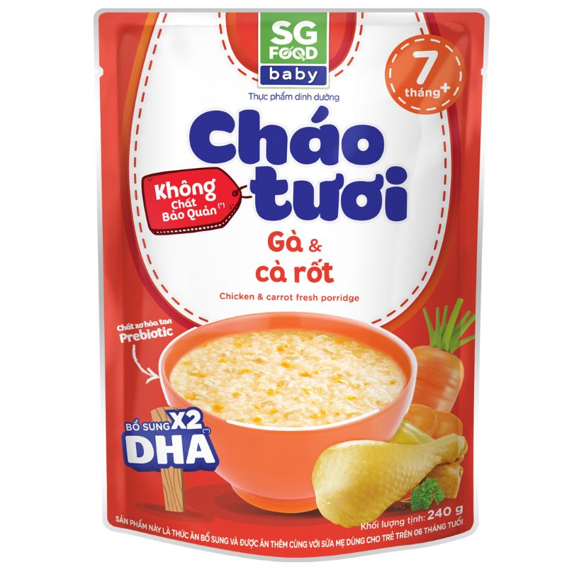 Cháo tươi Sài Gòn Food Baby vị gà cà rốt 240g (Giao bao bì ngẫu nhiên)
