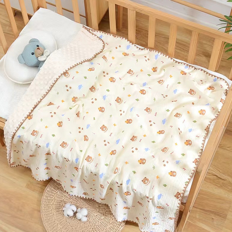 Chăn xô hạt đậu thoáng khí BL02 họa tiết 100x100cm