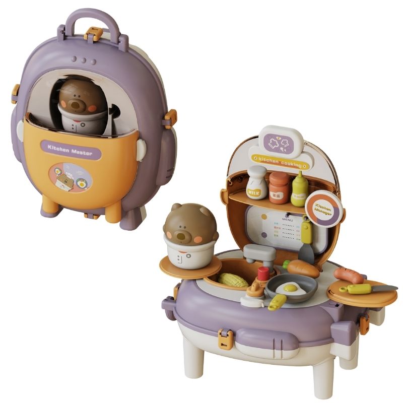 Bộ đồ chơi nấu ăn cho bé hình gấu tím