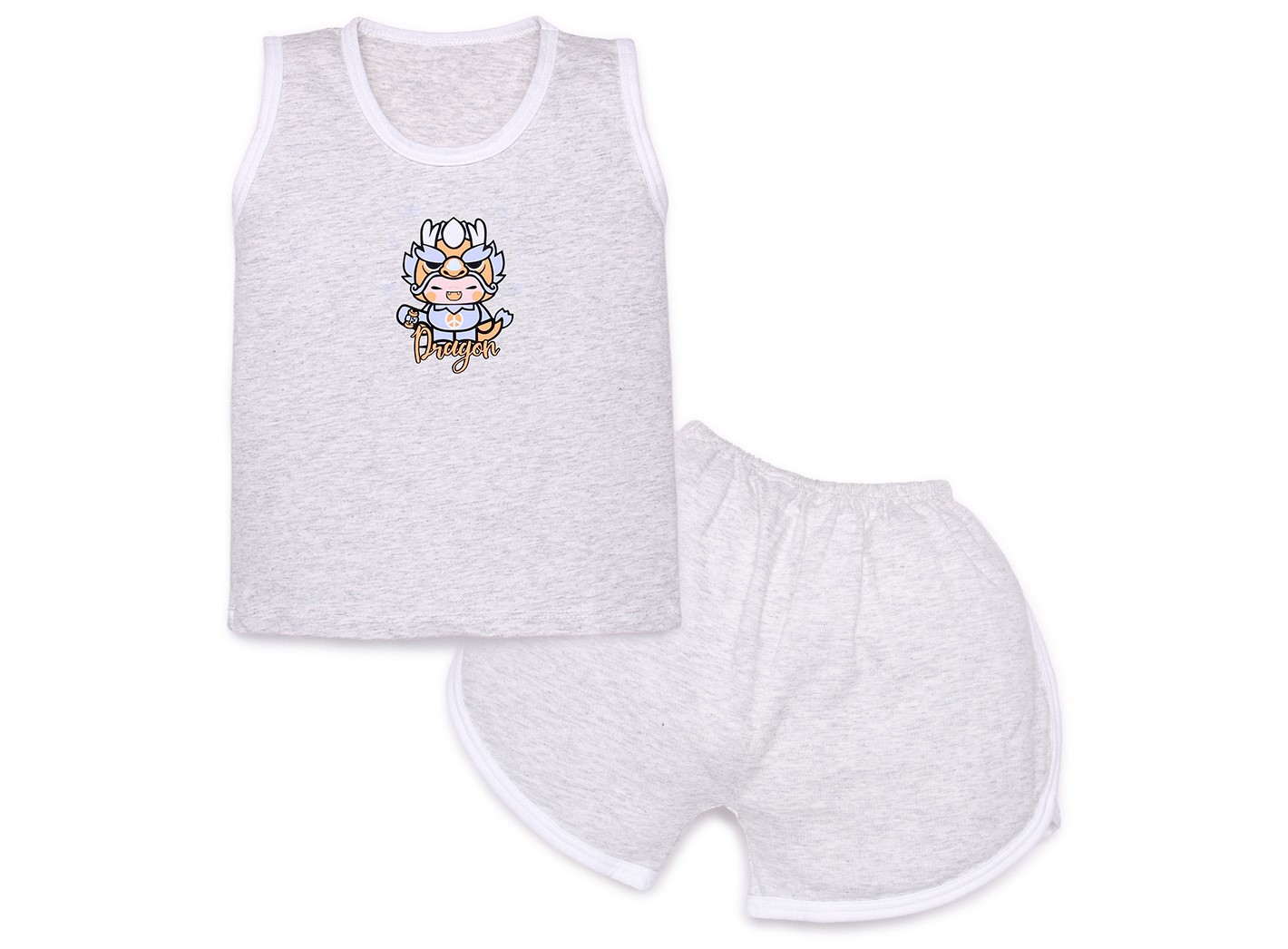 Bộ ba lỗ cotton IQ xám in hình 12 con giáp
