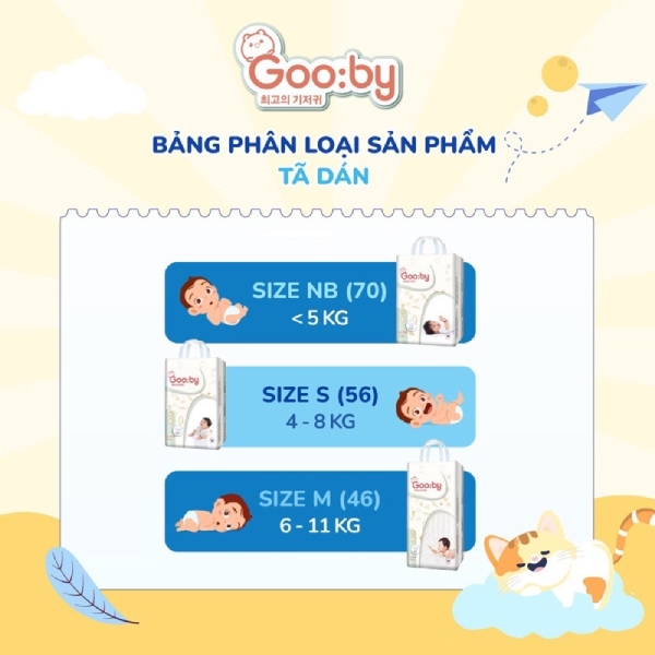  Bảng size tã dán Gooby