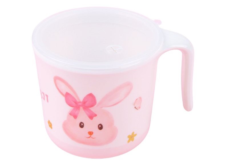 Cốc uống nước hình thỏ hồng có nắp 210ml