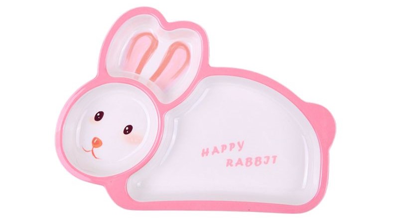 Khay ăn dặm trẻ em hình thỏ hồng dễ thương