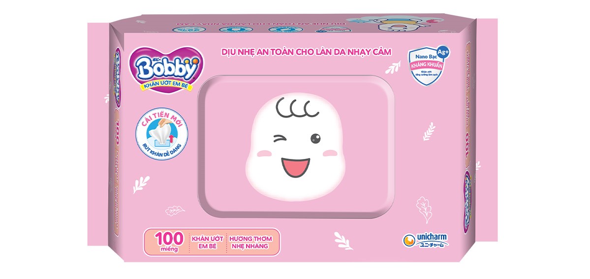 Khăn ướt Bobby Care hương thơm nhẹ nhàng 100 tờ