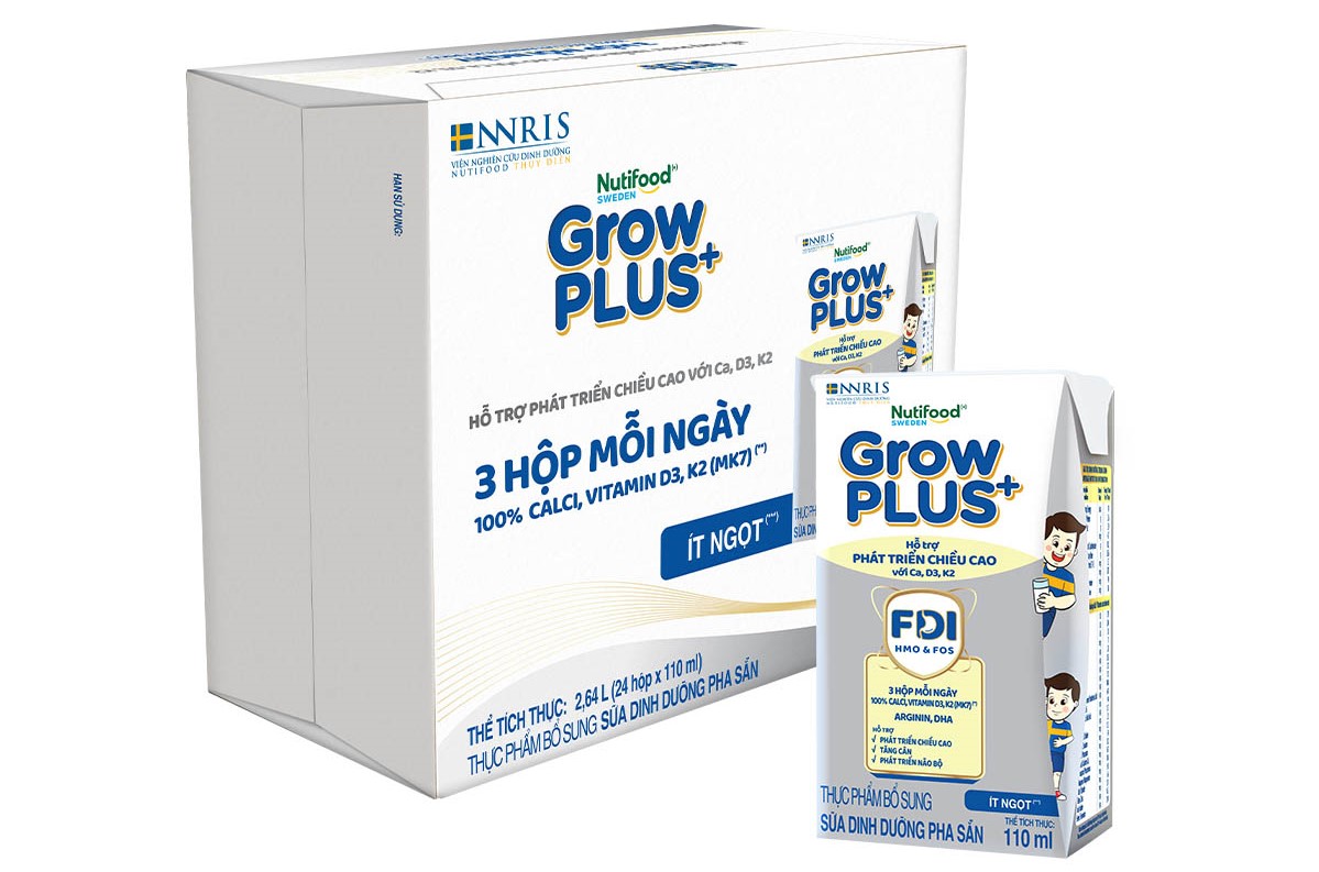 Thùng 24 hộp sữa bột pha sẵn GrowPLUS+ bạc 110ml
