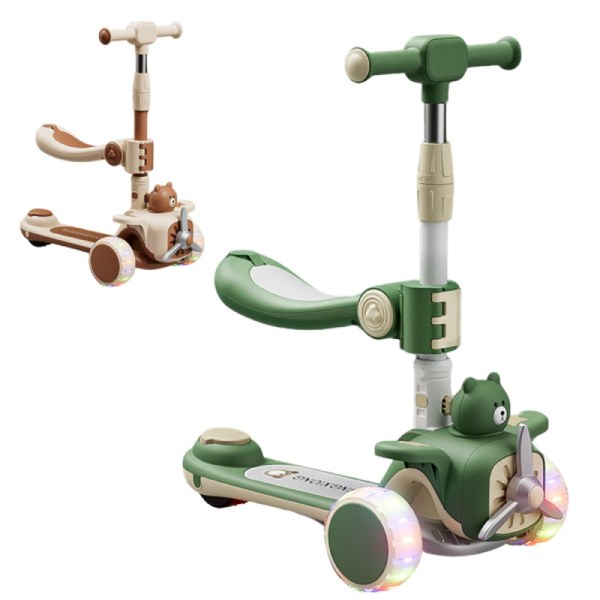 Xe scooter gấp gọn hình gấu có ghế ngồi 888