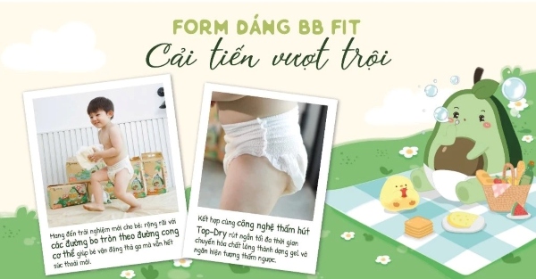 Form dáng BB Fit được cải tiến giúp bé vận động thoải mái suốt ngày dài