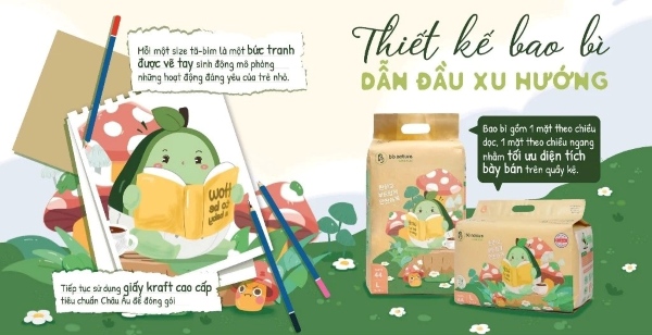 Bỉm BB Nature sử dụng giấy kraft cao cấp tiêu chuẩn châu Âu để đóng gói