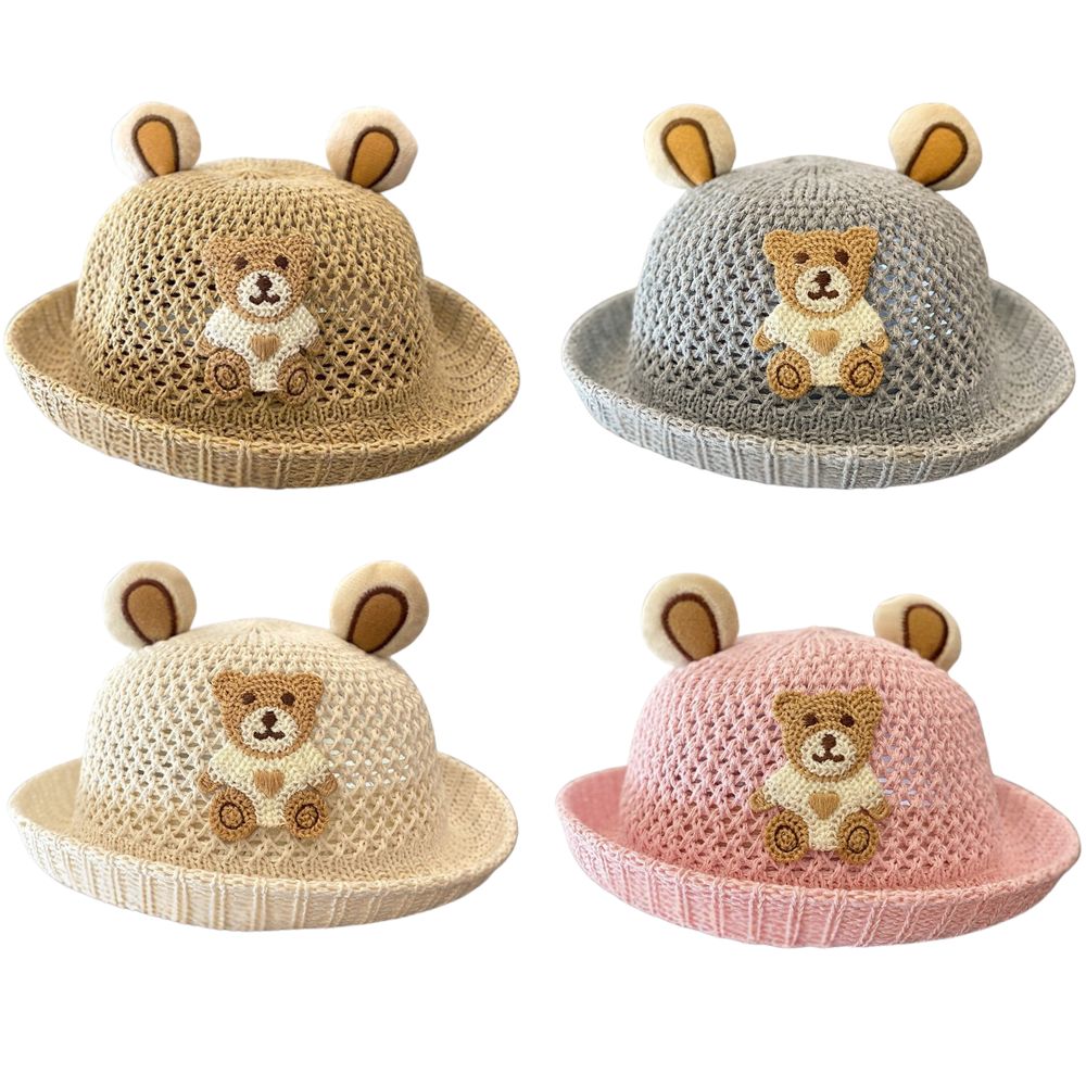 Mũ vành dạng lưới cho bé hình gấu