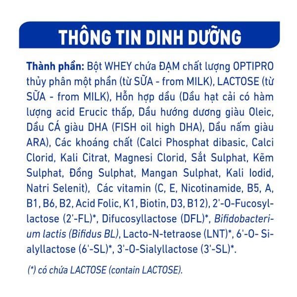Bảng thành phần sữa Nan Supreme số 3 Pro