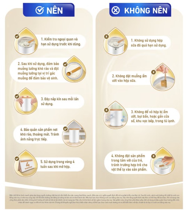 Lưu ý khi bảo quản sữa cho bé
