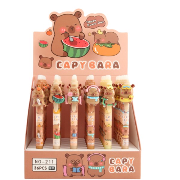 Bút bi bấm hình Capybara dễ thương cho bé