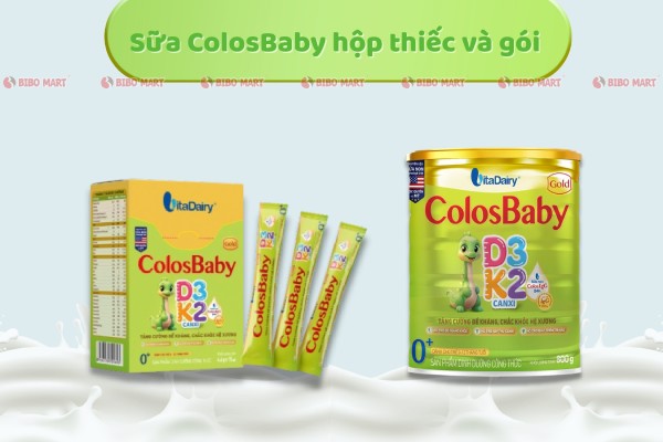 Sữa ColosBaby Gold D3K2 dạng gói và hộp 800g