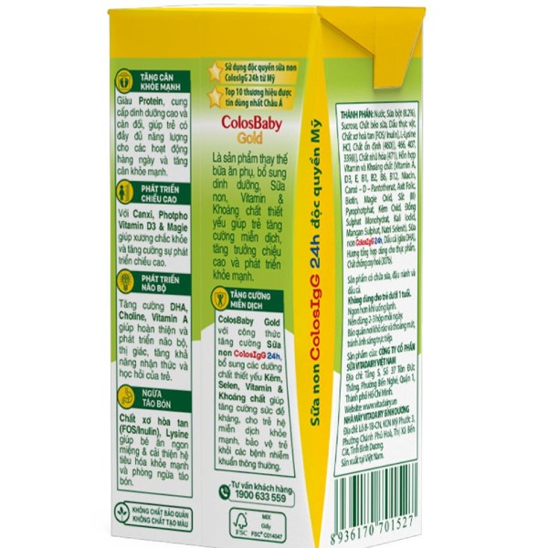 Các thành phần quan trọng của sữa bột pha sẵn ColosBaby 110ml