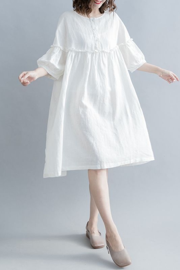Váy bầu vải linen giúp mẹ mặc thoải mái, thoáng mát