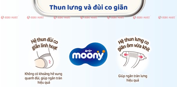 Bỉm Moony có hệ thống thun co giãn linh hoạt